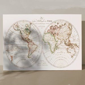 13x19" Vintage german world map 1806 19th century wall art map poster art print